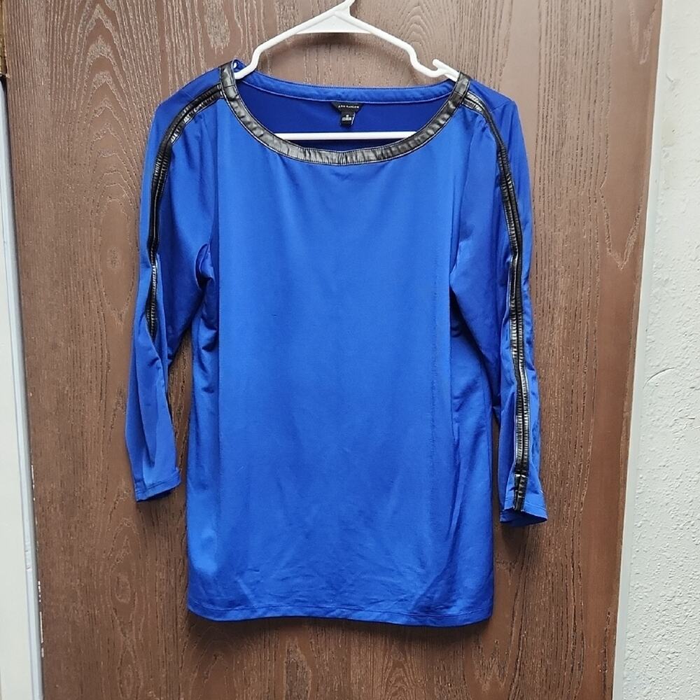 Ann Taylor Cobalt Blue Blouse with Black Accents